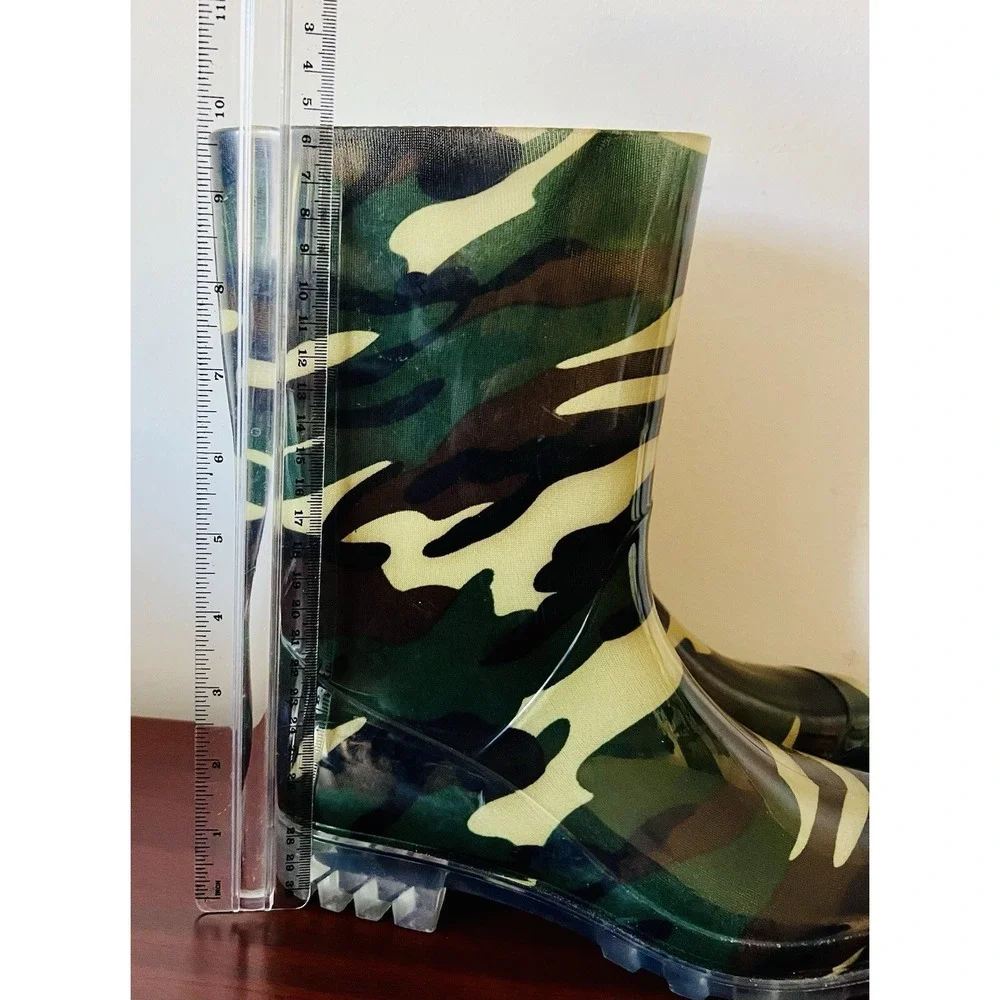 Corkys‎ Womens Camouflage Rain Boots Green Camo Waterproof Mid Calf Size 7
